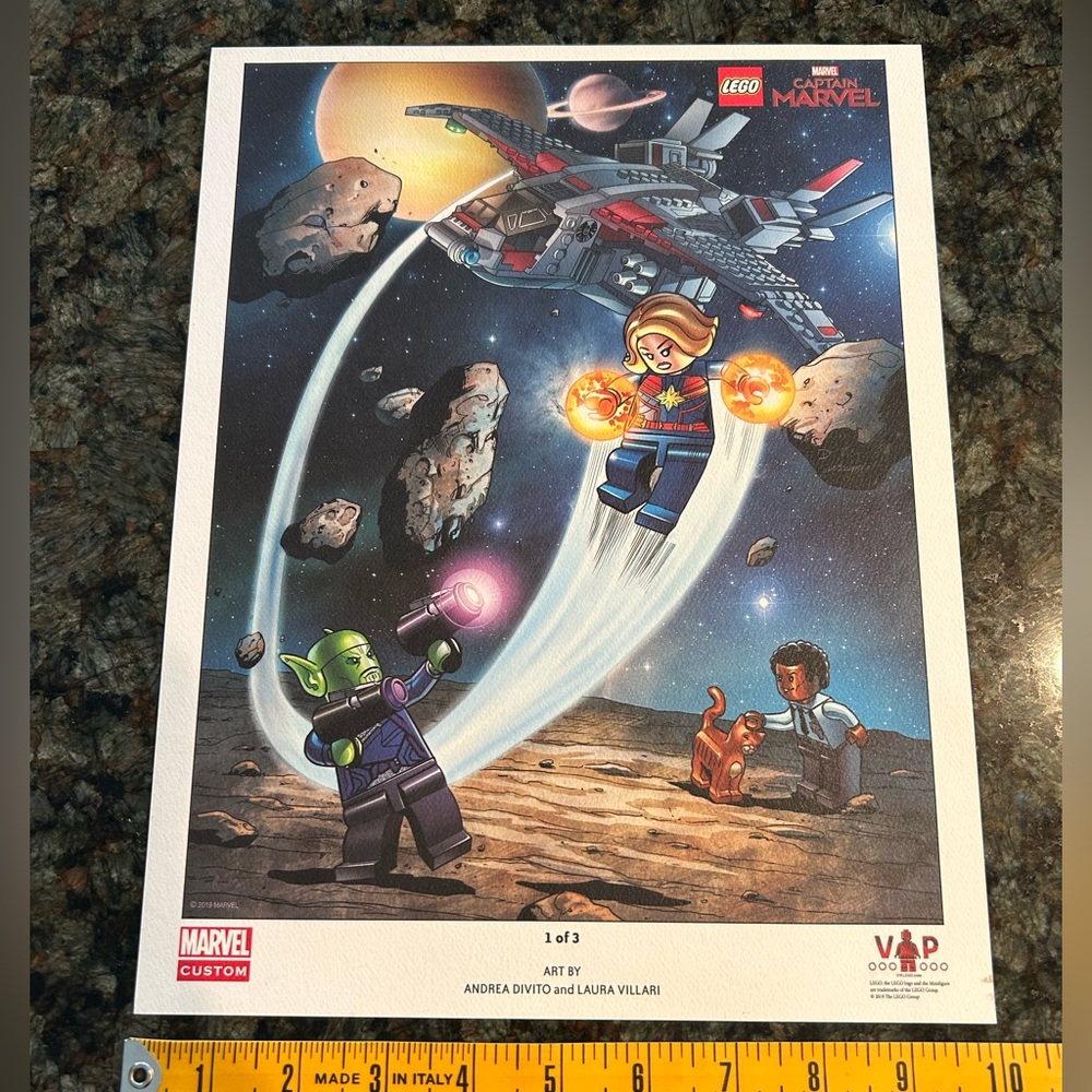 Captain Marvel LEGO Space Battle Art Print